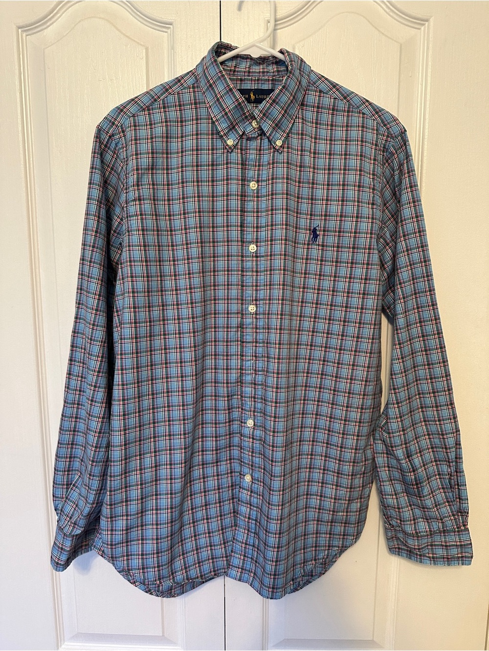 Ralph Lauren Blue and Red Plaid Button-Down Shirt